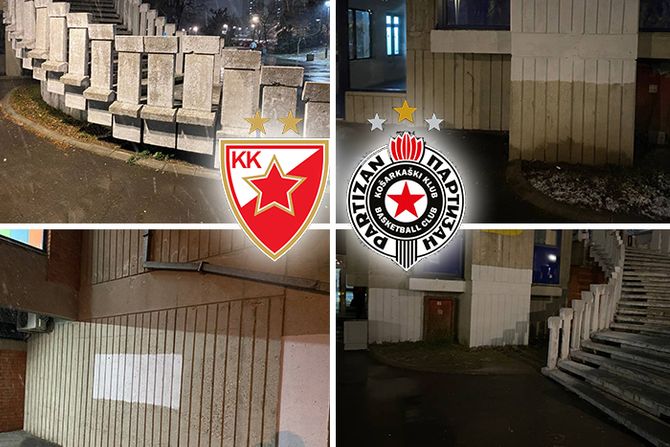 Zvezda navijači uklonjeni grafiti grbovi Zvezda Partizan