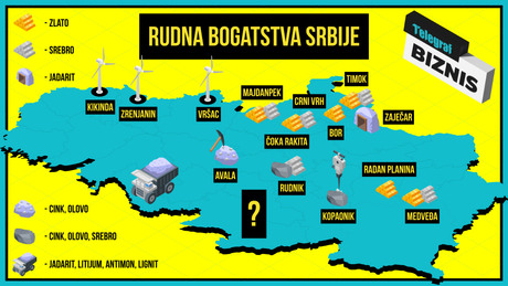 Mapa Srbije, rudna bogatstva, Biznis