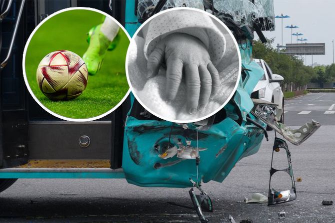 Saobraćajna nesreća autobus fudbalska lopta beba Saobraćajna nesreća autobus fudbalska lopta beba