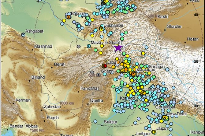 Zemljotres Avganistan mapa