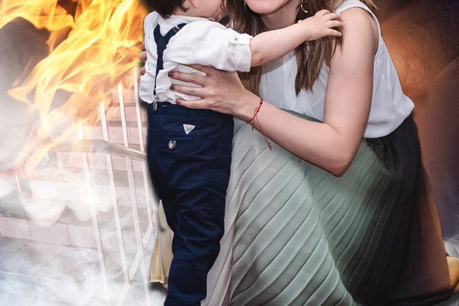 Stan zgrada požar dim vatra majka devojka dete dečak Stan zgrada požar dim vatra majka devojka dete dečak