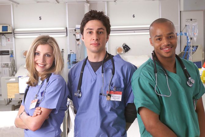 Zach Braff, Sarah Chalke and Donald Faison in Scrubs