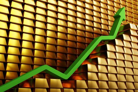 Cene zlata u porastu, dijagram, strelica