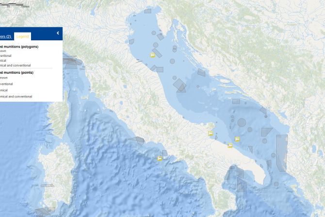 Mapa odbačenog oružja u Jadranskom moru