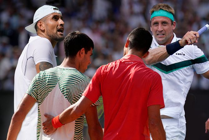 Novak Đoković, Karlos Alkar, Nik Kirjos i Tenis Sandgren Novak Đoković, Karlos Alkar, Nik Kirjos i Tenis Sandgren