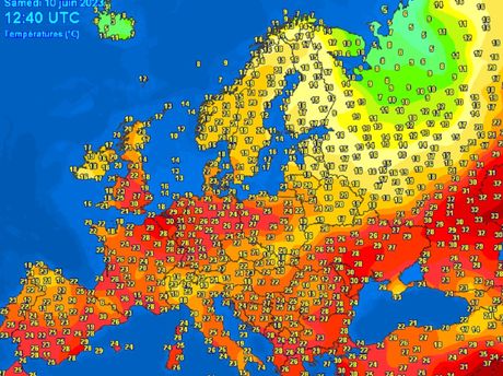 Današnje temperature u Evropi