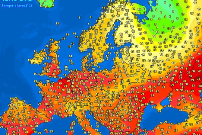 Današnje temperature u Evropi