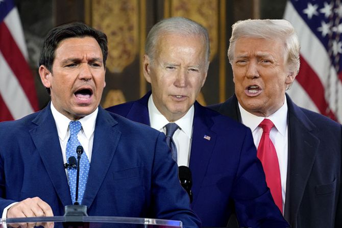 Ron Desantis, Džo Bajden i Donald Tramp