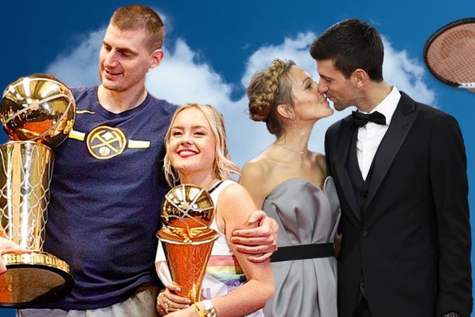 Nikola Jokić i Natalija Maćešić i Jelena i Novak Đoković