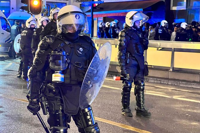 Belgija Brisel policija demonstranti