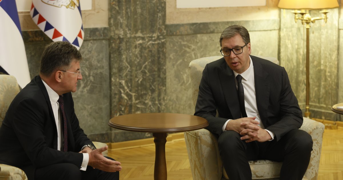 Lajcak with Vucic and Kurti in Belgrade and Pristina Oct. 21 - Telegraf.rs