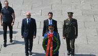 Montenegro's Milatovic lays wreath at Monument to Unknown Hero, accompanied by Serbian Minister Milos Vucevic