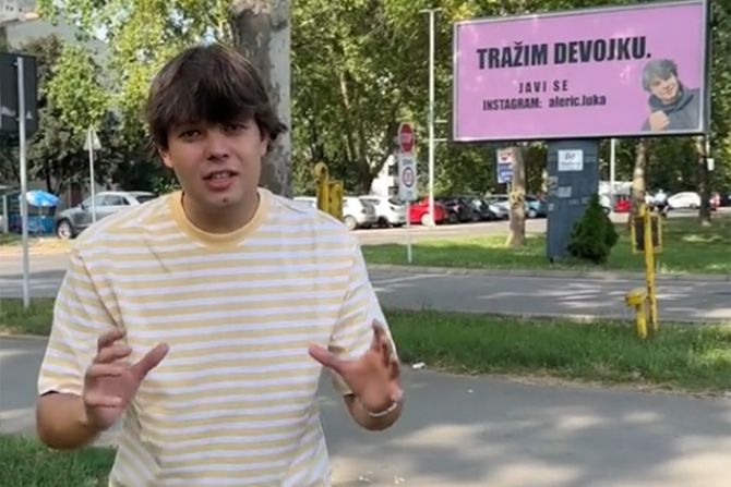 Tiktoker Luka Alerić traži devojku bilbord Tiktoker Luka Alerić traži devojku bilbord