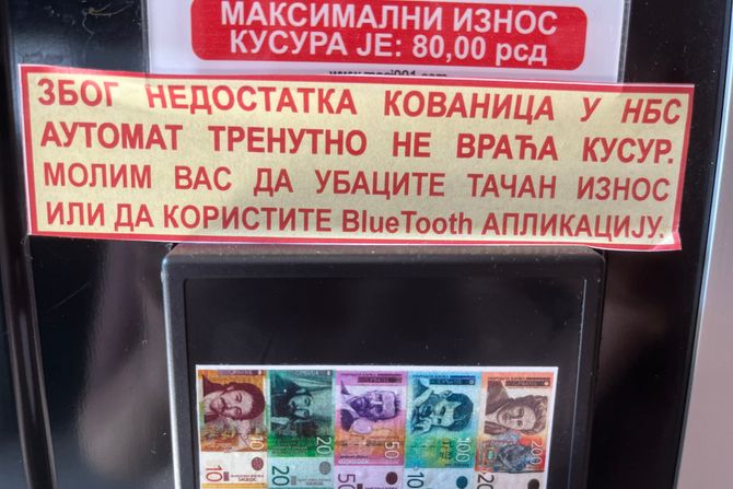 Automat ne vraća kusur