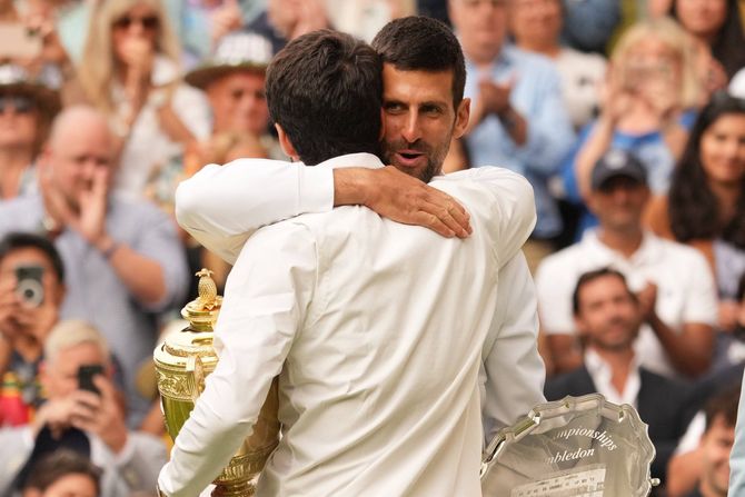 Novak Đoković, Karlos Alkaraz, Vimbldon 2023 Novak Đoković, Karlos Alkaraz, Vimbldon 2023