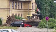 Giant tree squashes luxury car all the way to its wheels: Terrible scenes in Pancevo