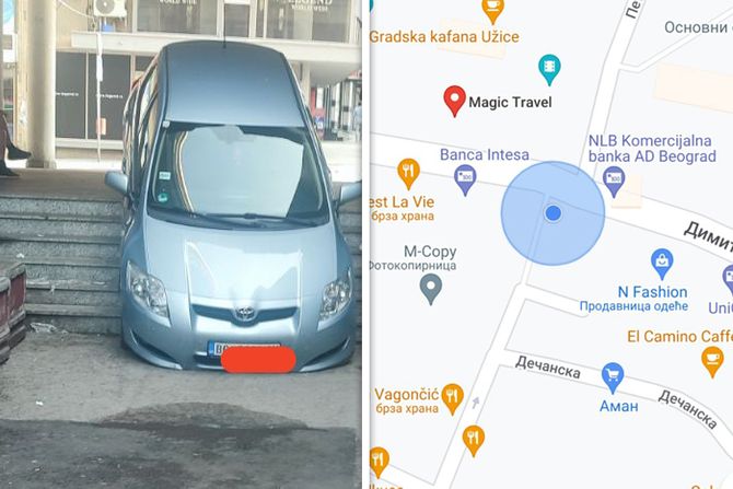 Vozač iz Beograda ka Crnoj gori, Užice auto kola navigacija sleteo niz  stepenice