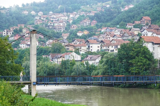 Priboj panorama grada, reka, Poseta Vučić