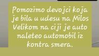 Apel za pomoć: Hitno potrebna krv devojci u čiji automobil se zakucao Dejan na "Milošu Velikom"