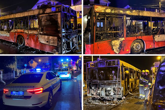 Železnik, zapaljen autobus