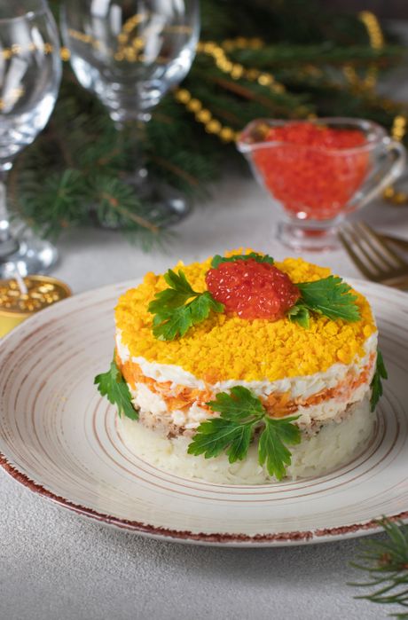 mimoza, mimoza salata, salata, recept mimoza, mimoza salata, salata, recept