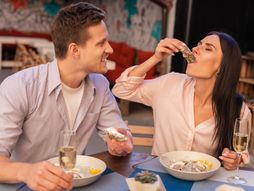 ljubav, sastanak, ostrige, školjke