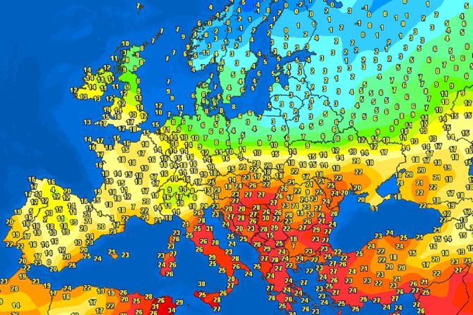 Današnje temperature u Evropi