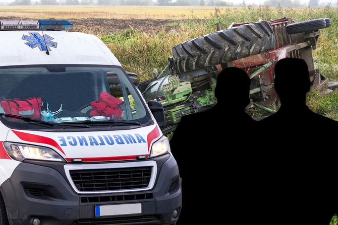 Prevrnuti traktor hitna pomoć otac sin