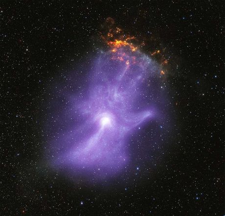 kosmička šaka, pulsar, maglina, nebula