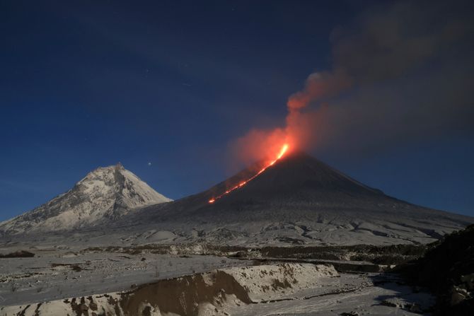 Ključevskaja Sopka vulkan erupcija Kamčatka Rusija