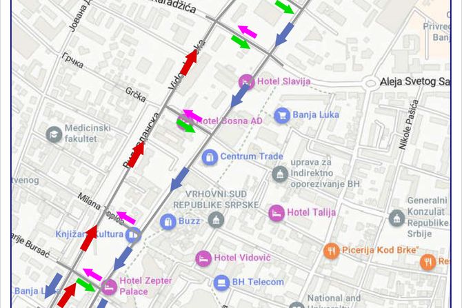 Mapa javni prevoz, Banja Luka