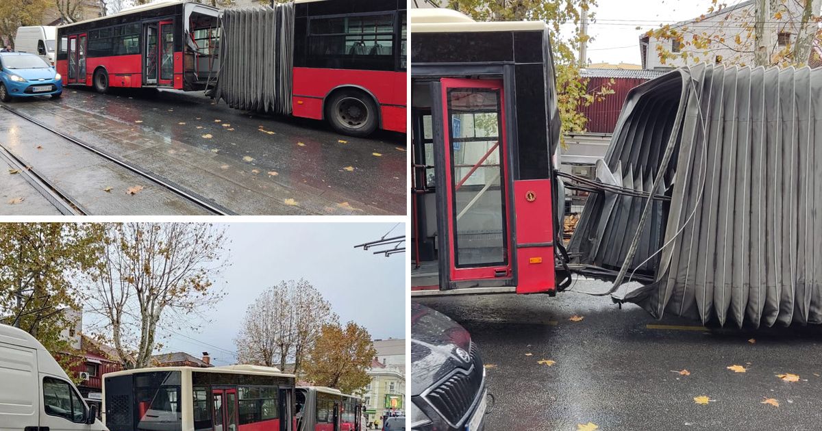 Belgrade city bus breaks in half Telegraf.rs