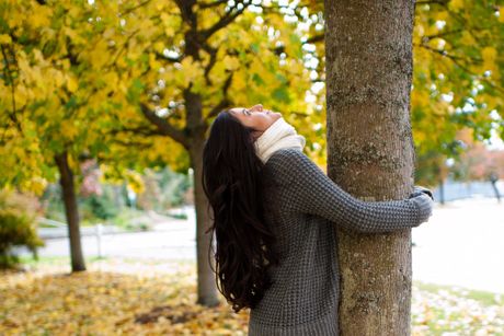 Devojka grli drvo