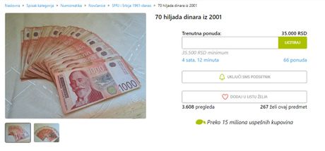 70 hiljada dinara iz 2001