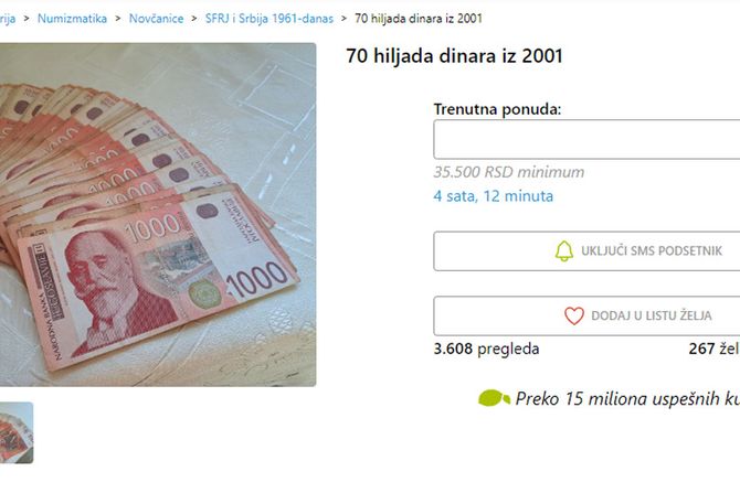 70 hiljada dinara iz 2001