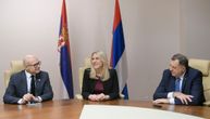 Serbian Defense mInister Vucevic meets with Cvijanovic and Dodik in East Sarajevo