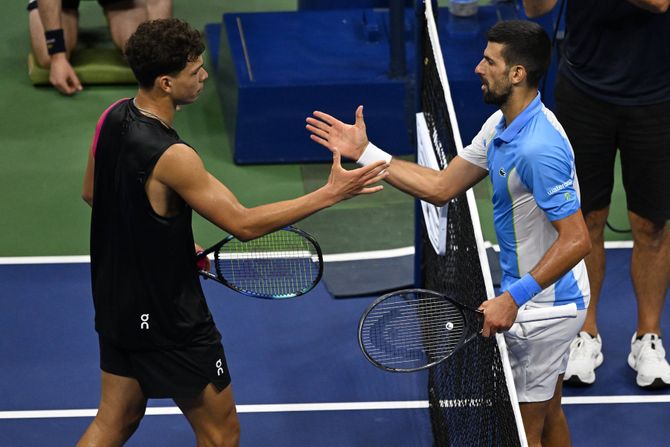 Ben Šelton i Novak Đoković, US Open