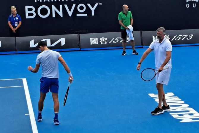 Novak Đoković, trening pred polufinale Australijan opena