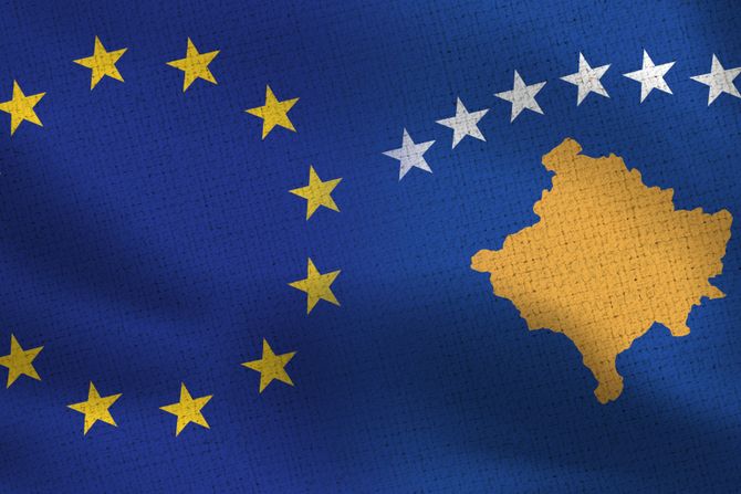 Kosovo EU Evropska unija zastave EU i Kosova Kosovo EU Evropska unija zastave EU i Kosova