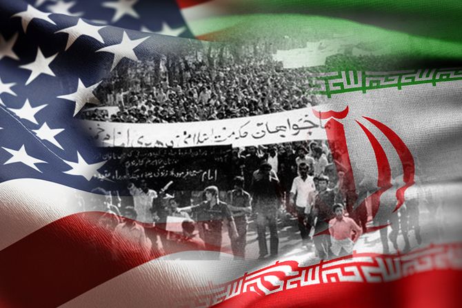 Amerika Iran zastave revolucija Teheran 1979