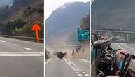 Jeziv snimak: Ogromna stena u sekundi smrskala automobil, vozač čudom preživeo
