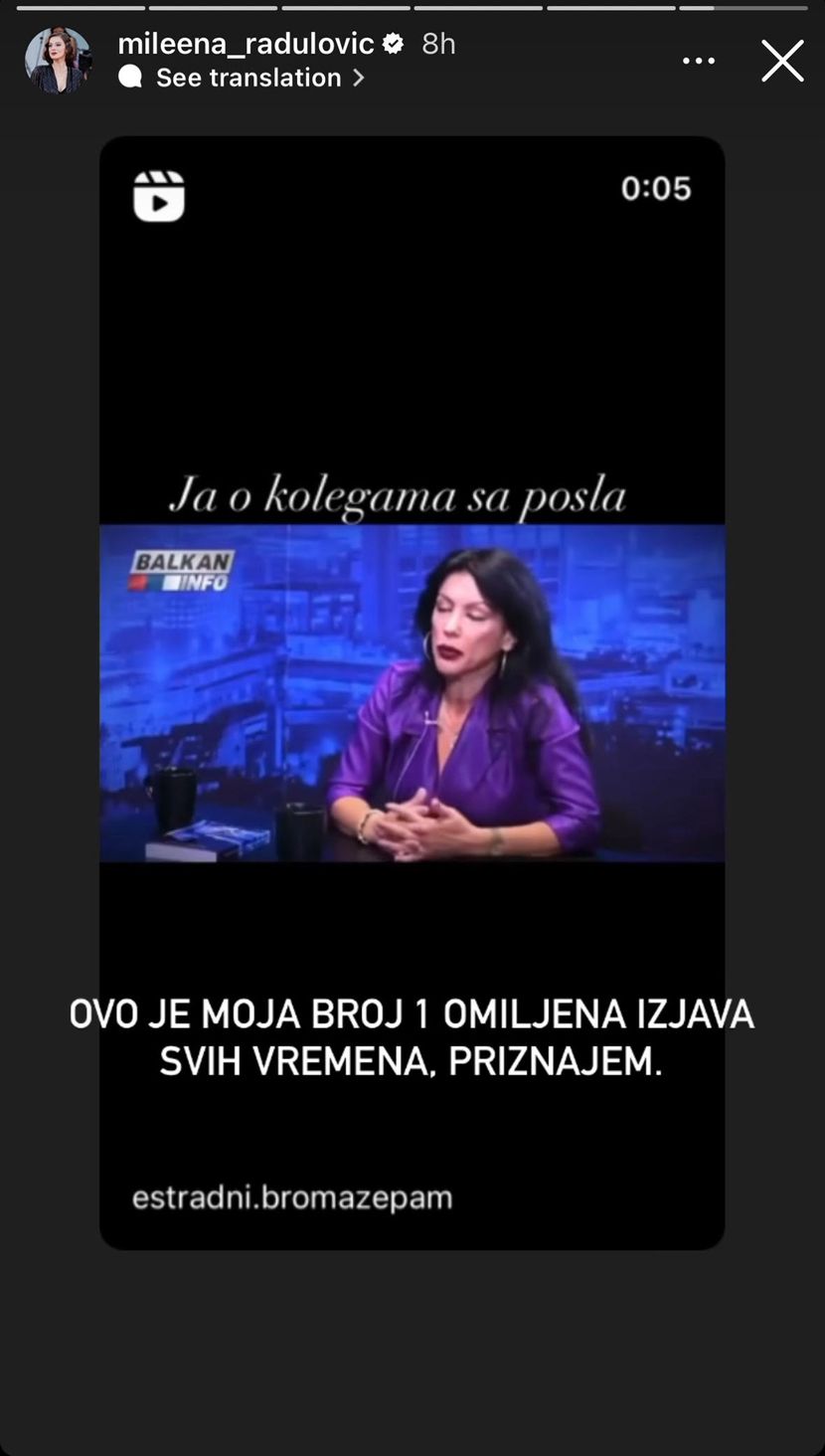 Velena Rado Milena Radulović oduševljena rečima Vesne Vukelić Vendi: