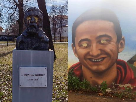 Ognjen Trajković  Franjo Kopša, Uništen mural i uništen spomenik