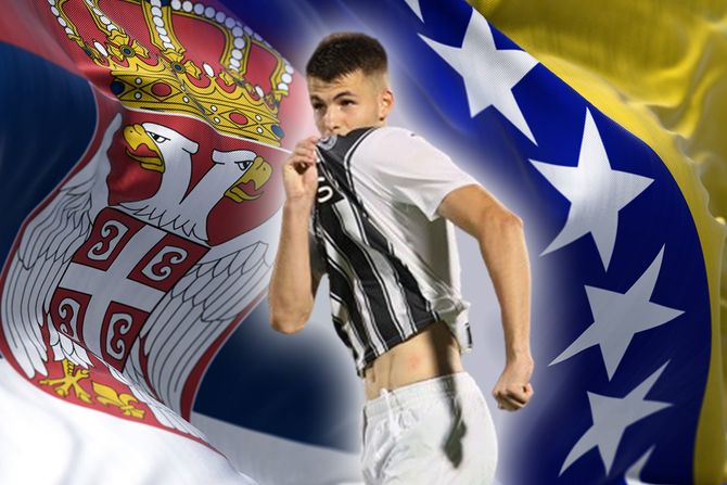 Samed Baždar između zastava Srbija Bosna i Hercegovina Samed Baždar između zastava Srbija Bosna i Hercegovina