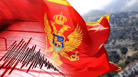 Zemljotres seizmograf, Crna Gora, Montenegro zastava