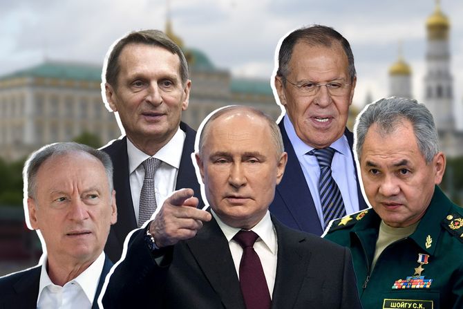 Sergei Naryshkin, Nikolai Patrushev, Sergej Lavrov, Sergei Shoigu, Vladimir Putin