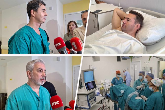 Doktori i pacijent posle operacije, klinika za urologiju, Niš