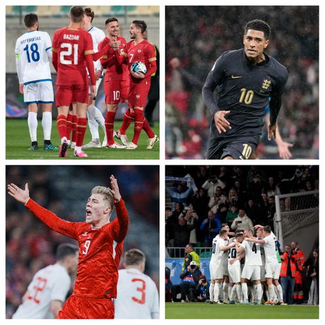 Fudbalske reprezentacije Srbije, Engleske, Danske i Slovenije