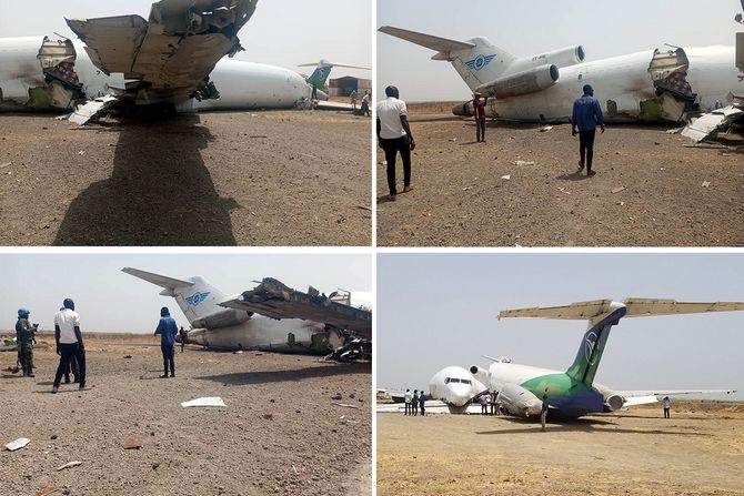 Avion udes nesreća Boing Južni Sudan Air Boeing 727 2Q9 Malakal Airfield South Sudan