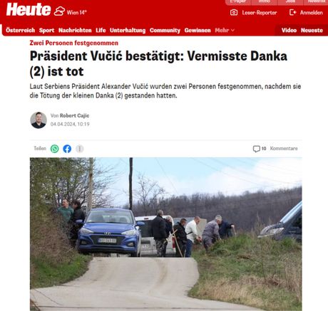 Mala Danka ubijena, Heute Mala Danka ubijena, Heute